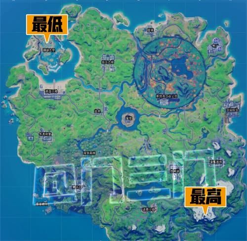 我来教你堡垒之夜在地图的最高点和最低点在哪。 