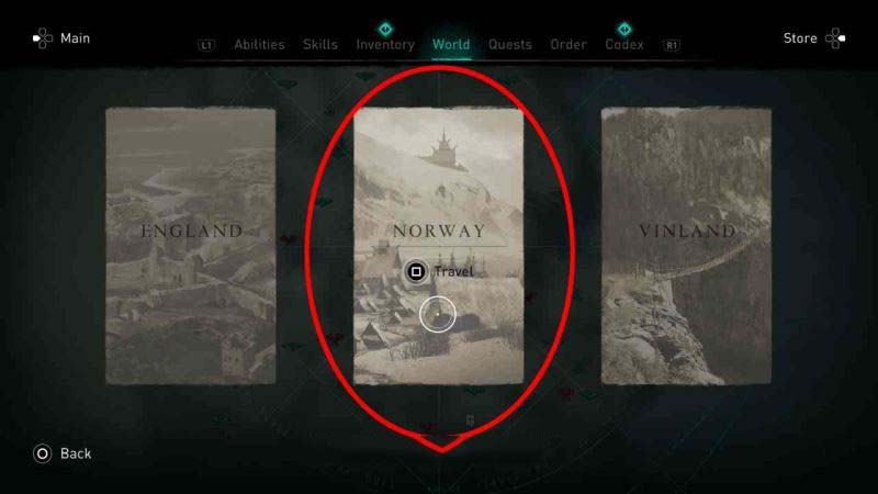 刺客信条英灵殿如何回挪威 刺客信条英灵殿地区切换方法