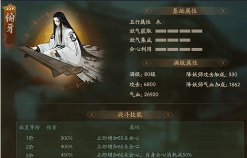 神都夜行录伯牙等级突破升级材料分享