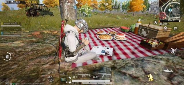 和平精英中野餐点玩手机与枫叶林荡秋千详细讲解