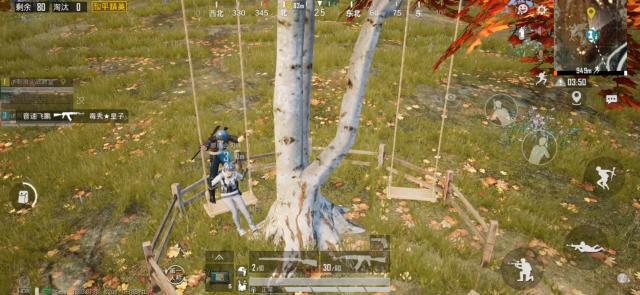 和平精英中野餐点玩手机与枫叶林荡秋千详细讲解